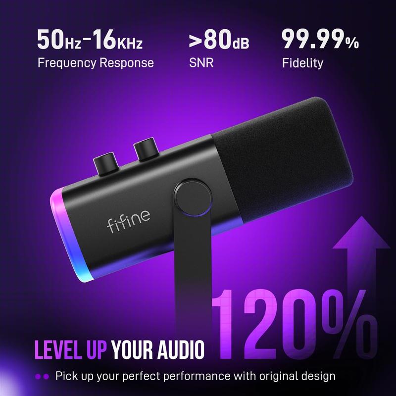 FIFINE AM8 RGB Gaming Mic | USB/XLR
