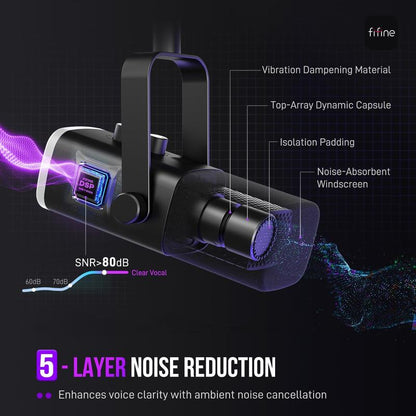FIFINE AM8 RGB Gaming Mic | USB/XLR