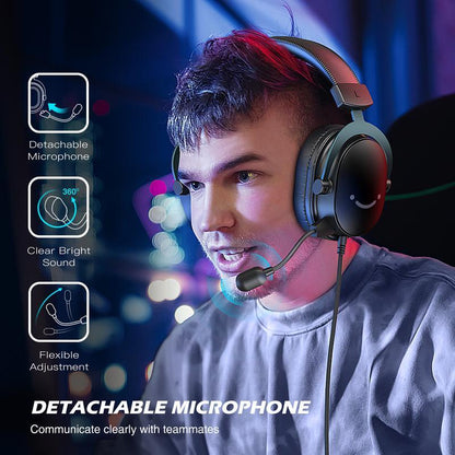 FIFINE H9 Gaming Headset | 7.1 Surround Sound USB Headphones w/ Detachable Mic