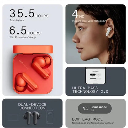 CMF Buds 2a Wireless Earbuds | 42dB ANC, 12.4mm Bass